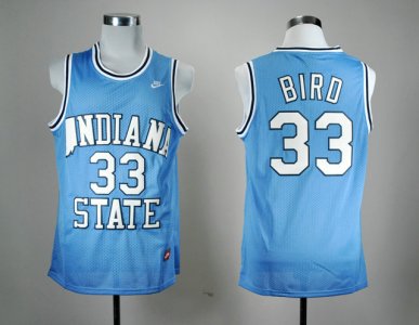 Maillot De Basket NCAA Nike Indiana State Sycamores Larry Bird 33 College Basketball Hardwood Legends Bleu